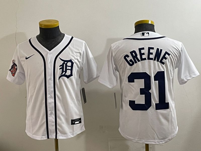 Youth 2025 Detroit Tigers 31 Greene White Game Nike MLB Jersey style 3